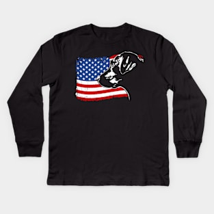 Proud Labrador Lab American Flag patriotic dog Kids Long Sleeve T-Shirt